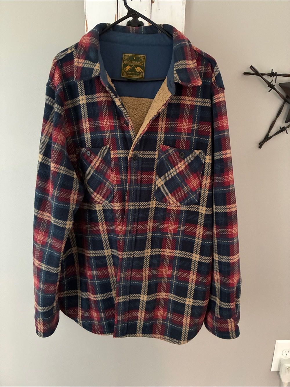 Men’s big and tall button up flannel shirt jacket